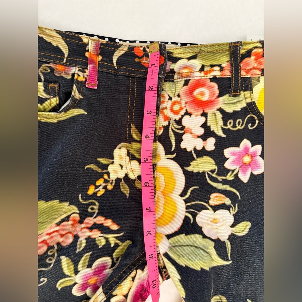 Etro Milano Designer Black Multicolor Floral Skinny Pants Size 29 Made In Italy - Picture 11 of 15
